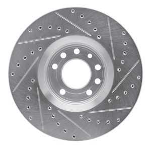 Cadillac BLS Brake Rotor (1) - Front Left - R1 Concepts - Drilled & Slotted - Silver - `03-`11